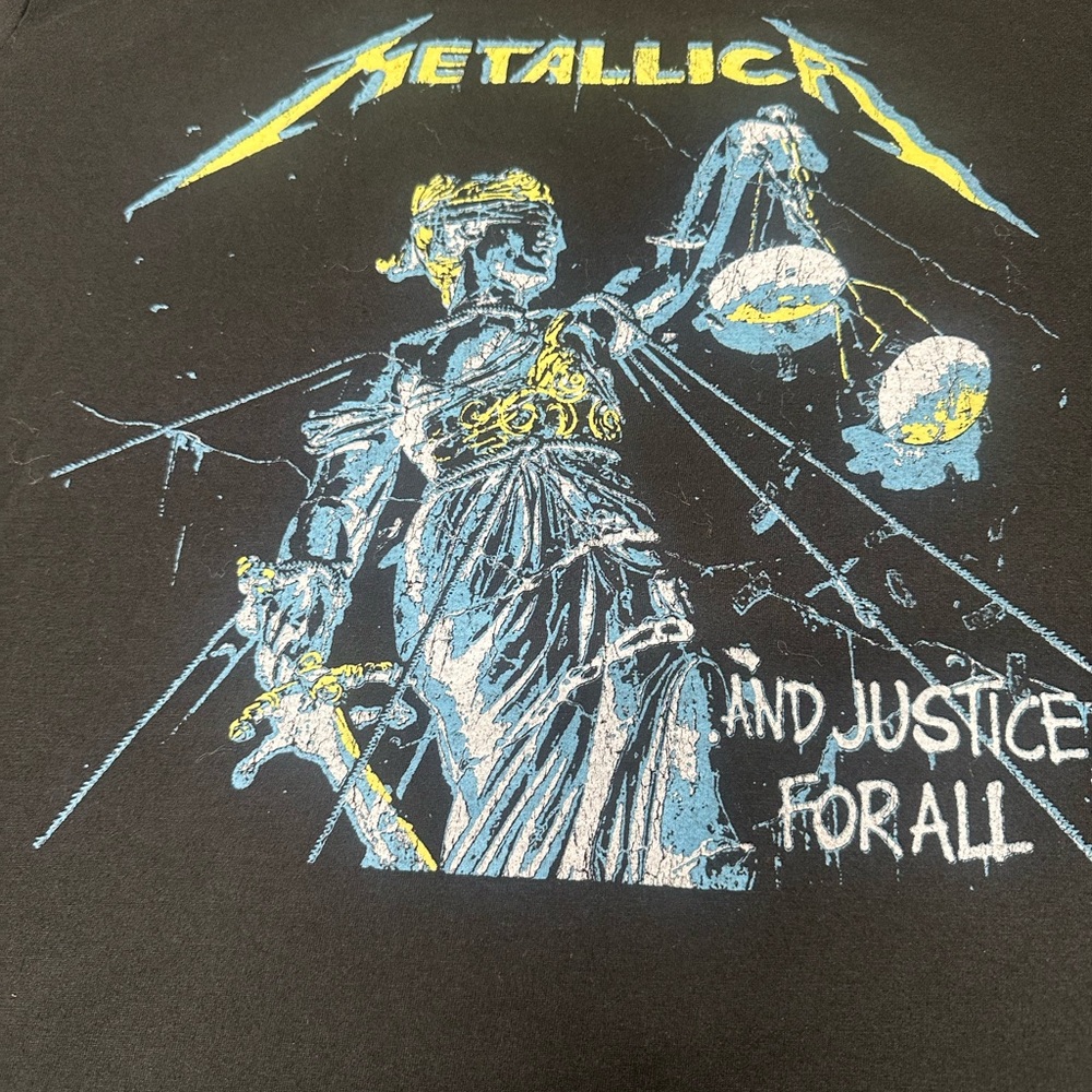 Metallica Men’s Short Sleeve Graphic Tee - Black with Blue & Yellow Print - Picture 3 of 9
